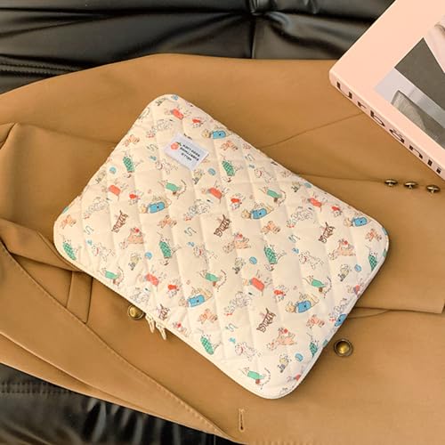 Puffy 13 Inch Quilted Laptop Sleeve, Shockproof Protective Bag with Soft Pad, Kawaii Aesthetic Design, Carrying Case for 13" Notebook - color: Dog