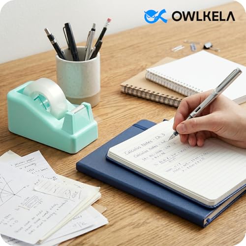 OWLKELA Lightweight Desktop Tape Dispenser, Non-Skid Base Tape with Dispenser, Ideal for Office, Home and School, 1 Pack Tape Holder with 8Pcs Transparent Tape, 0.71 Inch x 1000 Inches, Green - color: Green, size: 1 Pcs