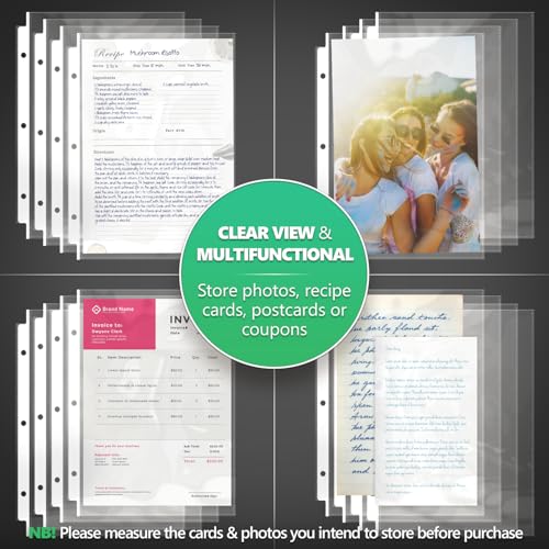 Half Letter 8.5x5.5โโ Pack of 50 Heavy Duty Page Sleeve Protectors for Mini 3-Ring Binders, Top Loading Crystal Clear & Archival Safe Refill Sheets, Acid-Free & Reinforced Holes - size: Mini 1 Pocket (5.5x8.5"), style: 50 Pack