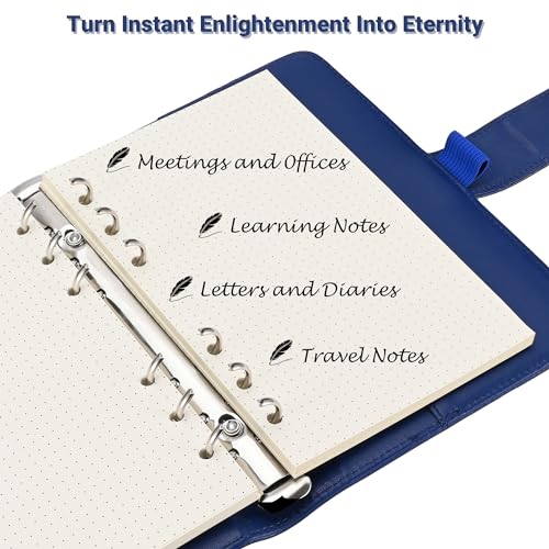 Beige A6 6-Hole Dot-Ruled Refill Paper(Pre-Punched) Fits A6 6-Ring Binder, 100GSM Thick No Bleed-through Sheets, Double Sided Writing for Fountain Pen & Gel Pen (2 Pack) - size: Dot-A6-2