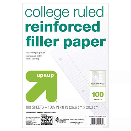 Reinforced filler paper Wide ruled