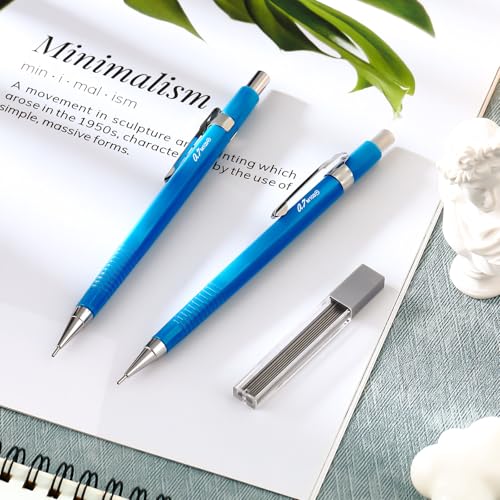 Outus 4 Pack Blue Metal Mechanical Pencils, 0.7 mm Leads - Non-slip Grip, Retractable, Includes Refills for Drafting Sketching & Illustration Supplies - color: Blue, size: 0.7 mm