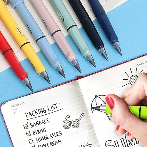 12Pack Forever Pencils for Kids Writing, Infinity Pencil Cute Inkless Everlasting Pencil with Eraser for Sketching (Black) - style: Black