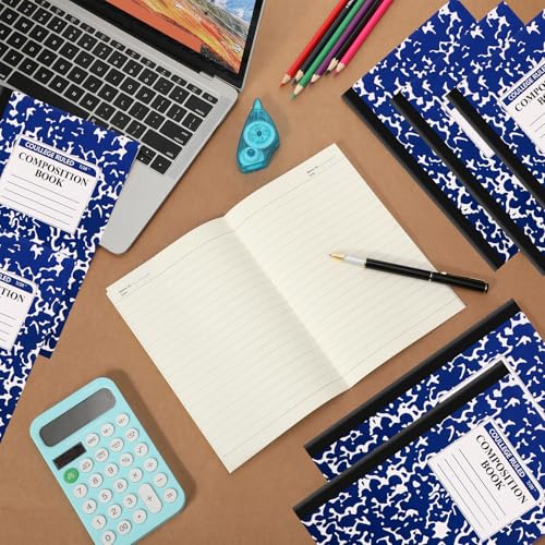 Fainne 12 Pack A5 Composition Notebooks Bulk College Ruled Composition Notebook College Ruled Notebooks Marble Covers Notebook for Student Classroom Office Supplies 8.2 x 5.5(Blue) - color: Blue