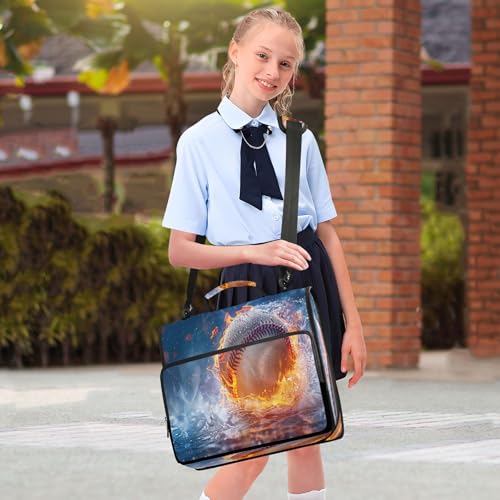 3 Ring Zipper Binder Firing Baseball Binder Organizer Portfolio with File and Shoulder Strap & Handle Large Capacity File Folder - color: Firing Baseball