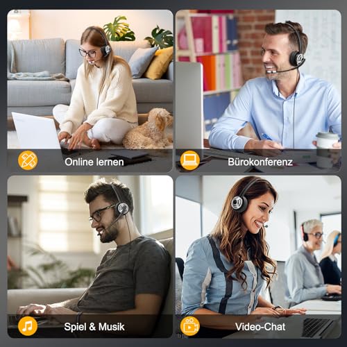 MAIRDI USB Headset With Microphone for Computer, PC, Laptop - Noise Canceling for Teams, Zoom, Office, Call Center, VoIP Phone Calls - Dictation for Dragon Voice Recognition - color: Black Silver