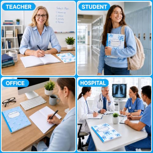 6 Packs 112 Pages Composition Notebook for Back to School 7-1/2" x 9-3/4" | Cute Blue Bow Composition Notebook College Ruled Bulk for First Day of School Offices - color: Blue