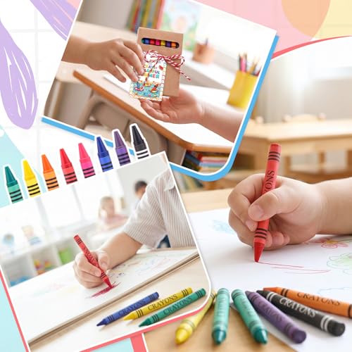 Resurhang 24 Sets/192 Pcs Crayons Bulk 8 Color Back to School Gifts Individual Packs Mini Wrapped Wax Washable Crayons for Student School Supplies Classroom Rewards Gifts - color: 8 Color