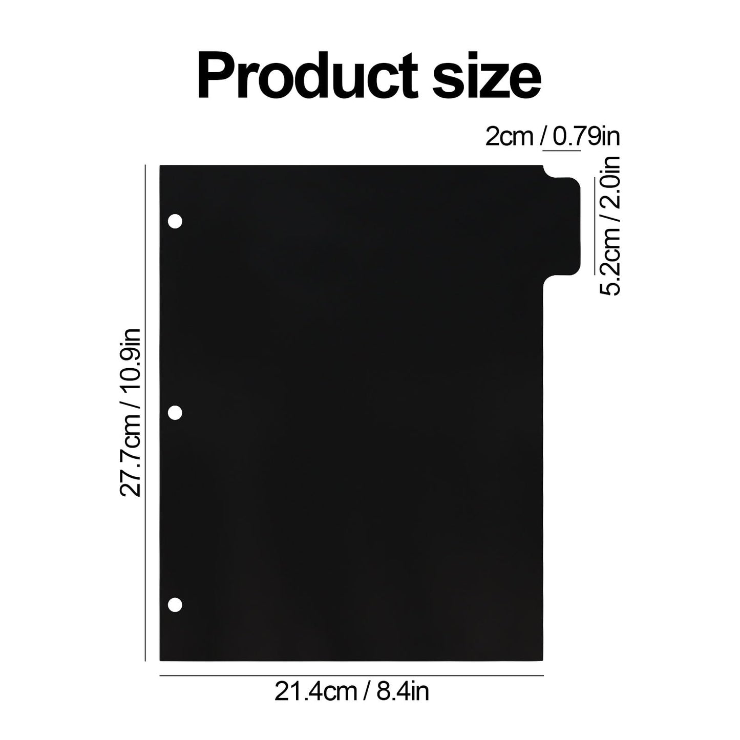 3 Ring Black Dividers, 10.9 x 8.4 Inches, 5-Tab Sturdy Plastic Planner Dividers Page Protectors for 3-Ring Binders, Agenda, Notebooks Inserts(No Stickers)