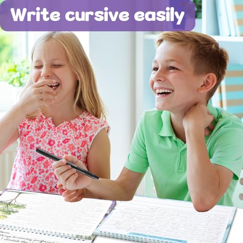 chiazllta 2 Pack Cursive Grooved Handwriting Workbooks Magic Grooved Cursive Reusable Writing Practice Copy Books with Disappearing Ink Pens for Beginners Learning Activities Supplies (Reading&Poems) - style: Reading&Poems