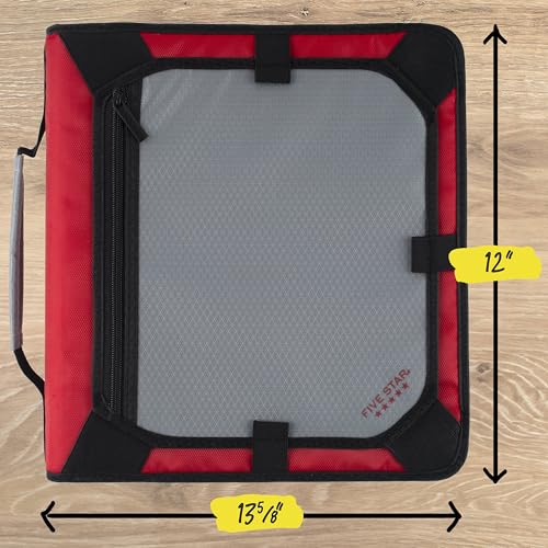 Five Star Zipper Binder 2 Inch O-Rings Case Organiser with Expansion Panel and 5-Tab Expanding File Folder, 580 Sheet Capacity, Crimson Fade (290520K) - color: Crimson Fade, size: 1 Pack
