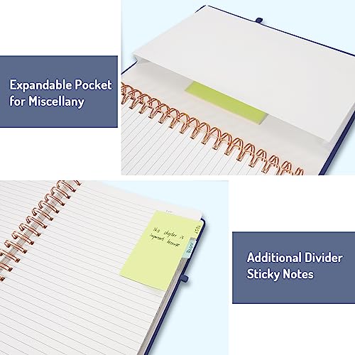 Forvencer A4 Lined Spiral Journal Notebook with 300 Numbered Pages, 11" X 8.5" College Ruled Thick Journals for Writing with 100GSM Paper, Hardcover Notebooks with Contents for Work, School, Navy | Thick Journals for Writing with 100GSM Paper, Hardcover N