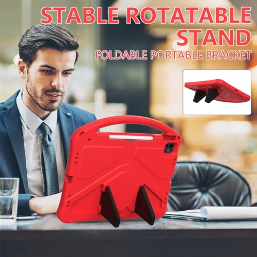 Dteck Kids Case for iPad Air 13 inch M2, iPad Pro 12.9" - Shockproof Rugged EVA Handle Stand Child Proof Case with Pencil Holder, Red - color: 20 Red