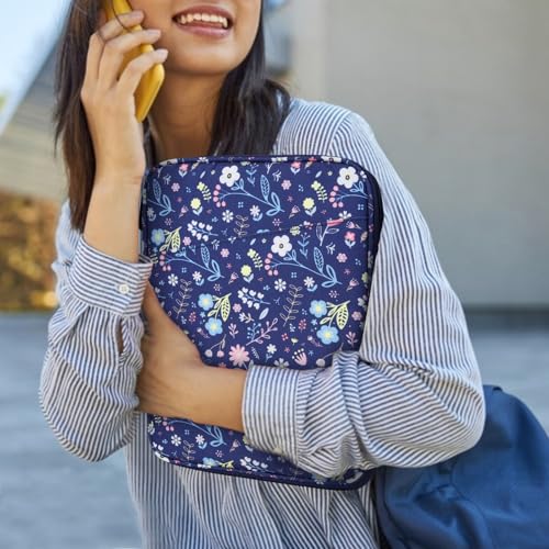 Dadanism 9-11 Inch Tablet Sleeve Bag Carrying Case, Flower+Blue | Fits iPad (A16) 11th Gen 11", iPad 10th Gen 10.9" Air 5/4, iPad Air M4/Pro 11", iPad 9/8/7th 10.2", Galaxy Tab A11+ Plus 11" - color: Flower+Blue, size: 9-11 inch