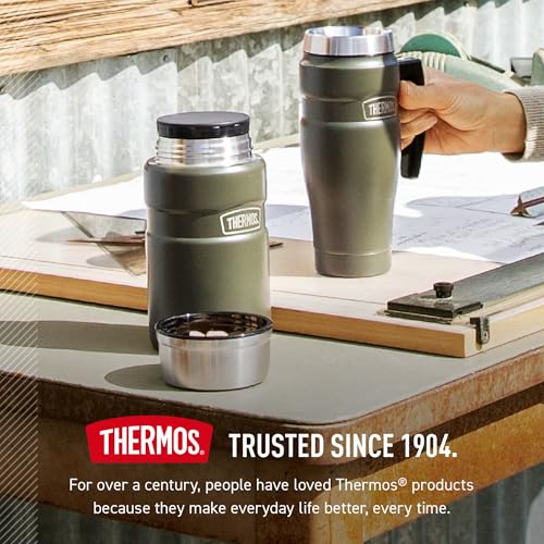 THERMOS Stainless King Vacuum-Insulated Food Jar, 24 Ounce, Matte Army Green - color: Matte Army Green, size: 24 Ounce