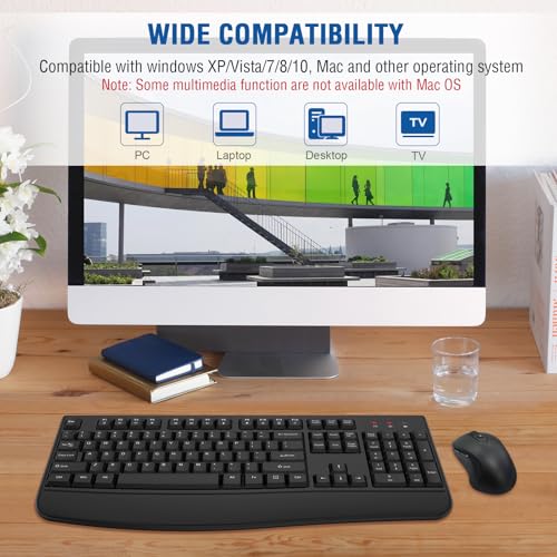 Wireless Keyboard and Mouse Combo, EDJO 2.4G Full-Sized Ergonomic Computer Keyboard with Wrist Rest and 3 Level DPI Adjustable Wireless Mouse for Windows, Mac OS Desktop/Laptop/PC(8 Pack) - color: Black-8 Pack