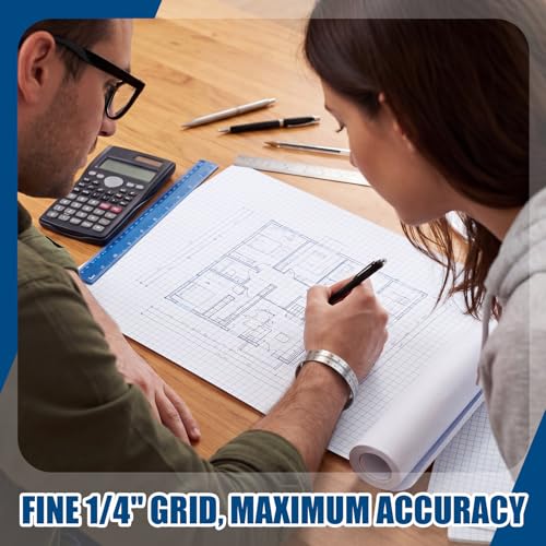 Jetec 1 Roll Large Grid Graph Paper Roll 1/4'' Grid 11 Inch x 40ft Engineering Drafting Paper for Blueprint School Classroom Graphing Supplies Engineer Architect Designer Mathematician Gifts - color: 1/4'' Grid, size: 11 Inch X 39ft