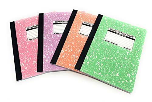 Mintra Office Composition Books - Sturdy Flexible Cover (4 Pack, Pastel Marble Comp - College Ruled) - color: Pastel Marble Comp - College Ruled, size: 4 Pack