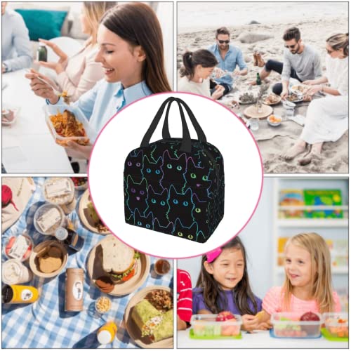 Nerxy Cat Lunch Bag Cute Leakproof Cooler Lunch Box Colorful Cat Silhouettes Insulated Meal Tote Kit Lunch Containers For School Office Picnic For Kids Adults Children,8.5x8x5 In(catLB230406) - color: catLB230406