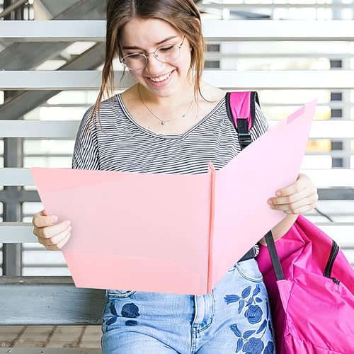 SKYDUE Folders with Pockets and 3 Prongs, 5 Pack Plastic Pastel Pocket Folders, 9.7" x 11.5", Pastel - color: Pastel