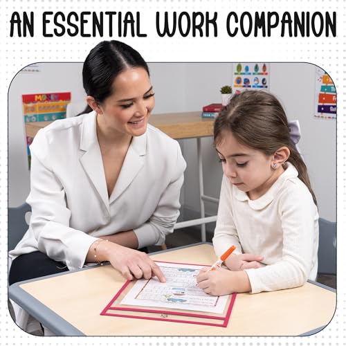 Essex Wares - 6 Pack, Hot Pink, Durable Water-Resistant Dry Erase Pocket Document Protectors, 10" Wide x 13.5" Tall - Dry Erase Clear Plastic Sleeves - Reusable & Easy Erase Plastic Invoice Holders - color: Hot Pink