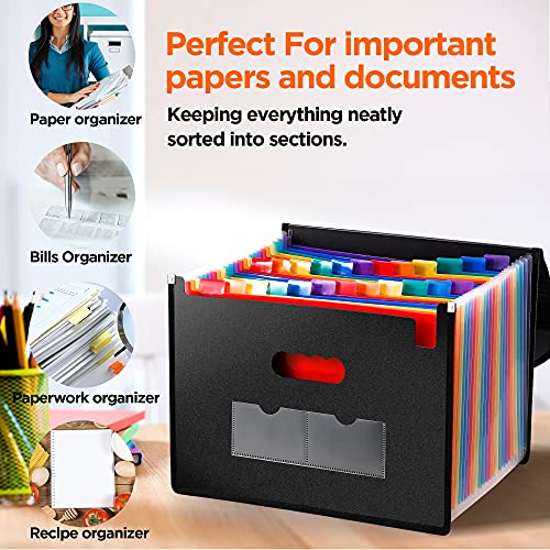 Large Accordion File Organizer, 24 Pockets Legal File Folder, Expanding File Folder for Legal/Letter/A4 Size Papers, Receipt, Bills, Important Documents - style: Upgraded - Legal/Letter/A4 Paper