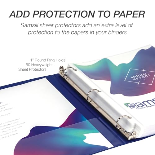 Samsill 1 Inch Document Storage Binder, 100% Recycled Chipboard, Round Ring, 3 Ring Binder, 24 Pack, Navy - color: Navy, size: 1 Inch, style: 24-Pack