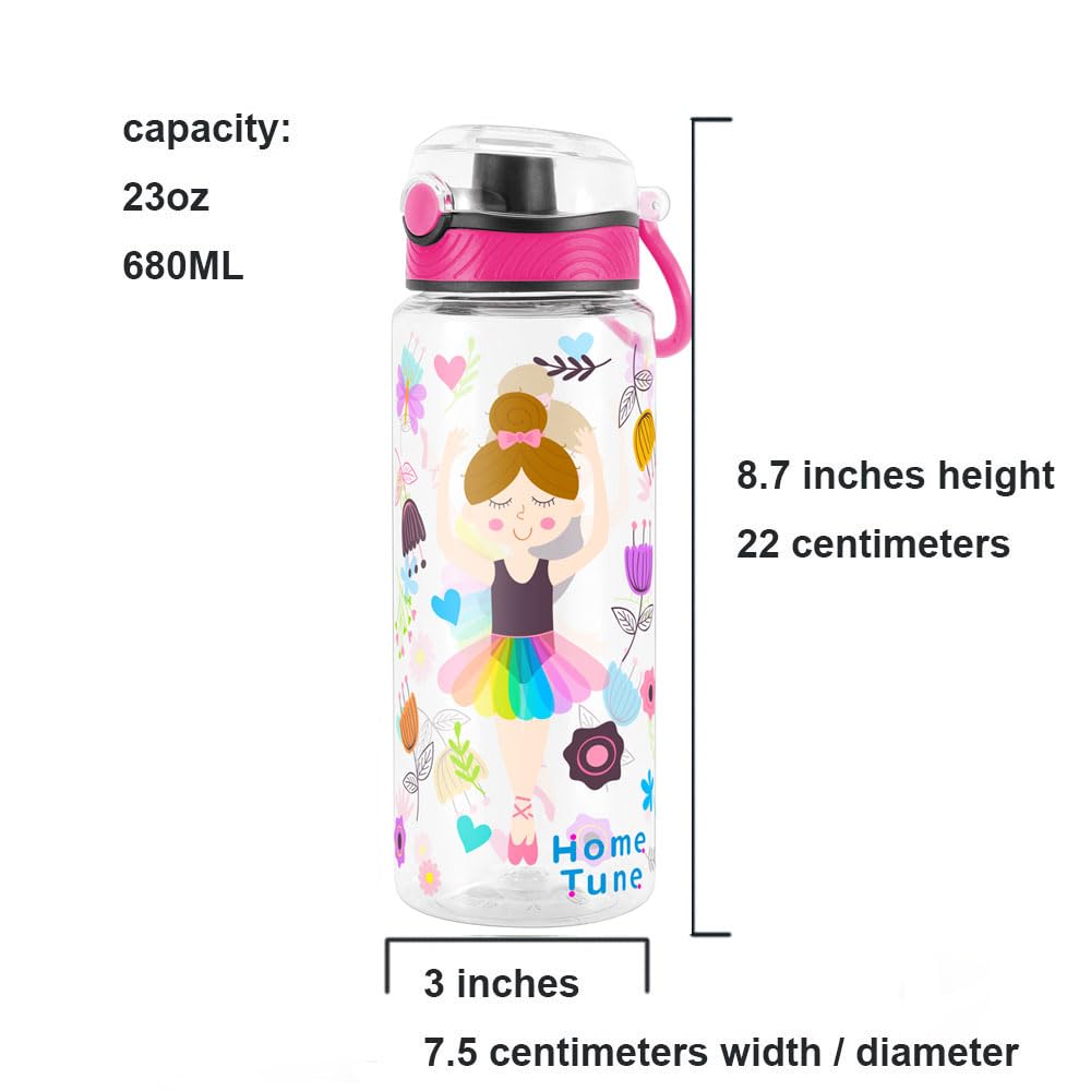 Cute Water Bottle for School Kids Girls, BPA FREE Tritan & Leak Proof & Easy Clean & Carry Handle, 23oz/ 680ml (Dancing) - color: Dancing