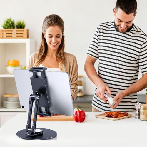 CreaDream iPad Stand, Aluminum Tablet Holder Swivel Stand for Desktop | Adjustable with 360° Rotating Base, Compatible with 4.7''-13" Tablets, Phone, iPad Pro/Air/Mini, Galaxy Tab, Surface Pro - size: Short-One Arm for Desk