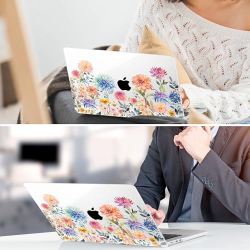 TWOLSKOO for MacBook Air 13 inch Case M5 2026 M4 2025 M3 M2 2024-2022 A3449 A3240 A3113 A2681, Plastic Hard Shell & Keyboard Cover & Screen Film for MacBook Air 13.6 inch Case, Beautiful Flowers - color: Beautiful Flowers D020