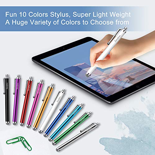 10 Pack Stylus Pens for Touch Screens, Mesh Fiber Tip for ipad iPhone | For Tablets Samsung All Precision Capacitive Universal Touch Screen Devices