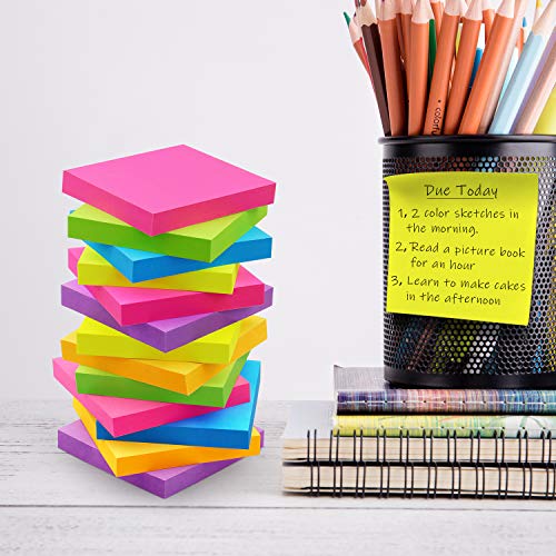 Sticky Notes 3x3 Self-Stick Notes Pads with 6 Bright Colors, Easy to Post for Office, Shool, Home, 6 Pads/Pack, 100 Sheets/Pad(Standard) - color: Standard