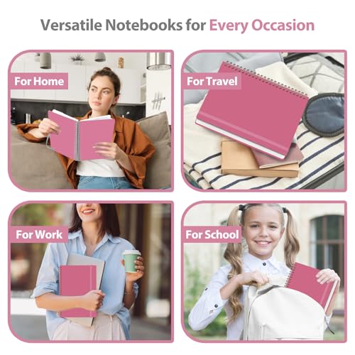 VALOME Journaling Notebooks, A5 Lined Spiral Notebook for Women & Men, 146 Pages College Ruled Hardcover Note Book for Work, Note Taking, Journaling, School, Writing (Rose Pink) - color: Rose Pink