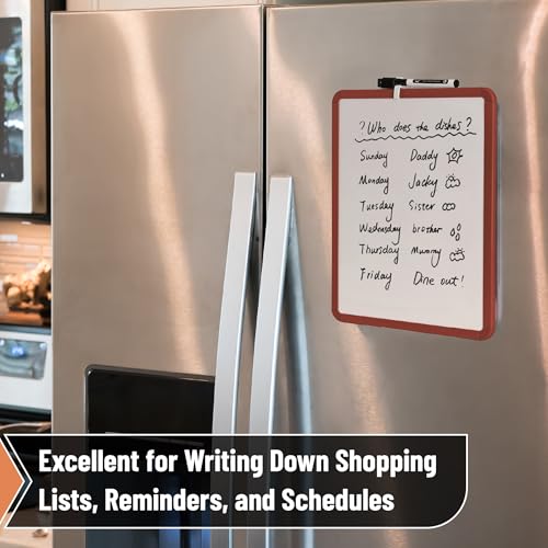 Mr. Pen- Dry Erase Board, 14” x 11” with a Black Dry Erase Marker | Chocolate Brown Frame, Small Mini White Board for Students, Fridge, Wall, Locker, Includes Double Sided Tapes - color: Chocolate Brown