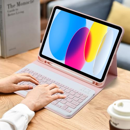 Rechargeable Bluetooth Keyboard and Mouse Combo for iPad, Ultra-Slim Portable Wireless Mouse Keyboard for iPad Pro Air Mini iPhone Samsung Tablet Cell Phone Android, iPadOS/iOS 13 and Above (Pink) - color: Pink