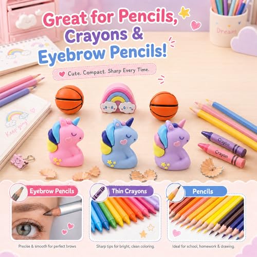 6 PCS Kids Pencil Sharpeners, Cute Pencil Sharpener Manual, Hand Held Pencil Sharpener, Funny Sharpener Cartoon Creative, Kawaii Stationary Gifts Mini School Office Supplies (Style 5) - style: Style 5