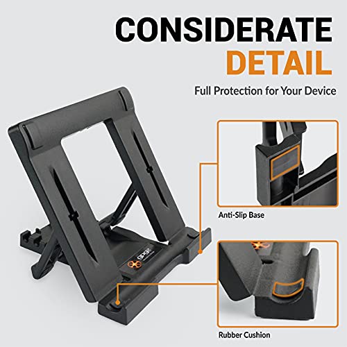 Tablet Stand for iPad, 5-Angle Foldable Holder for Desk, Bed & Couch, Non-Slip Base, Compatible with iPad, iPhone, Kindle, Samsung Galaxy & E-Readers, Portrait & Landscape