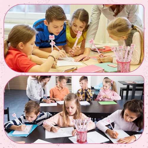 Sabary 72 Pcs/36 Sets Coquette Pink Bow Pencils with Erasers Cute Preppy Wooden Pink Bow Pencils Bulk Gifts for Girls Students Back to School Classroom Birthday Coquette Stationery Party Favor Supply