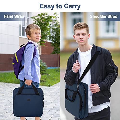 4 Inch 3 Ring Zipper Binder D-Ring, Binder with Strap 800 Sheet Capacity & Multi-Pockets School and Office Binder Organizer, Compatible with 13-Inch MacBook(Patent Design Dark Blue) - color: Dark Blue, size: 4Inch-D-ring