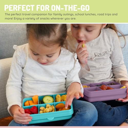 melii Snackle Box | 6-Compartment Divided Snack Container, BPA-Free Food Storage with Removable Dividers for School, Travel & On-the-Go Snacking (Shark) - color: Shark