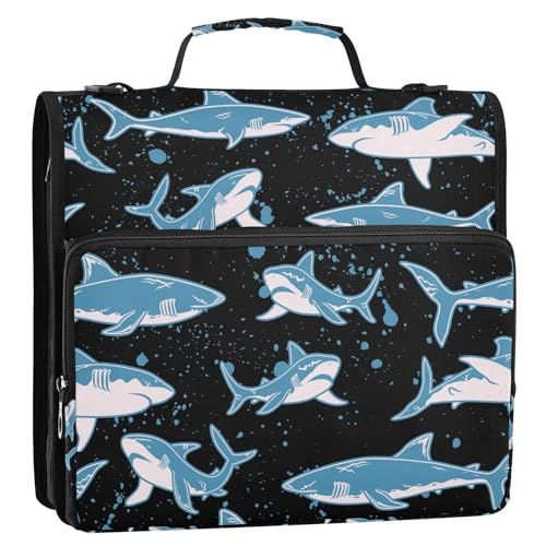 Personalized Hammerhead Shark 3 D-Ring Binder Bag Multi-Pocket Zipper Organizer with Handle and Detachable Shoulder Strap Holds 500 Sheets for School Office Supplies - color: Dhb-008