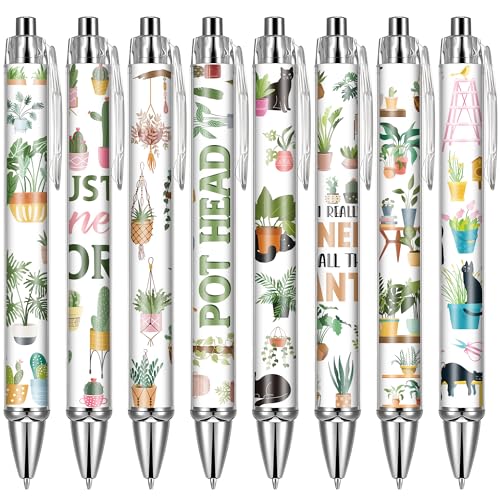 Green Plant Ballpoint Pens - 24 Pcs Thanks Teacher Appreciations Writing Office Pens Gifts Funny Retractable Black Ink Fine Ball Point Cartoon Plants Pen for School Office Students Supplies - style: Plant