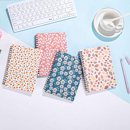 4 Pack Spiral Notebooks 5×7 Inch College Ruled Small Journals Hardcover Floral Cute Note Book for School Supplies Studio Girls Women, Inner Pocket, 80 Sheets/160 Pages - color: 5×7 Inch, 4 Pack