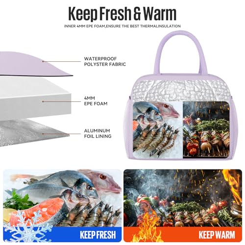 douyadady Lunch Bag Women/Men Lunch Box Women/Men (Lavender) | Spacious Lightweight Waterproof Sturdy Durable Great Value For Office Work School Picnic Travel - color: Lavender