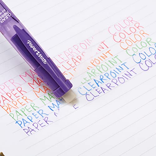 Paper Mate Clearpoint Mechanical Pencils, 0.7mm Color Lead, Erasable, Refillable, 6 Count - Vibrant Colors, Comfortable Grip, Fun Office Supplies