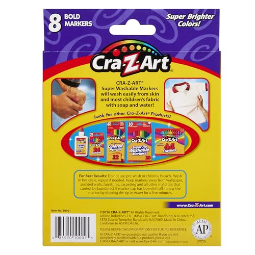 Cra-Z-Art Bold Washable Broadline Markers, 8 Counts - size: 8 Count (Pack of 1)