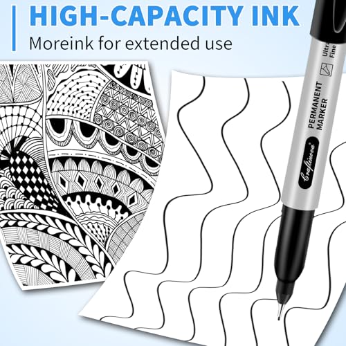 Black Ultra Fine Point Permanent Markers, Extra Fine Tip, Quick Drying and Waterproof, Fade Resistant Perfect on Paper, Glass, Metal, Plastic, Wood, Office & School Use, 16 Pack - size: 1 Count (Pack of 16)