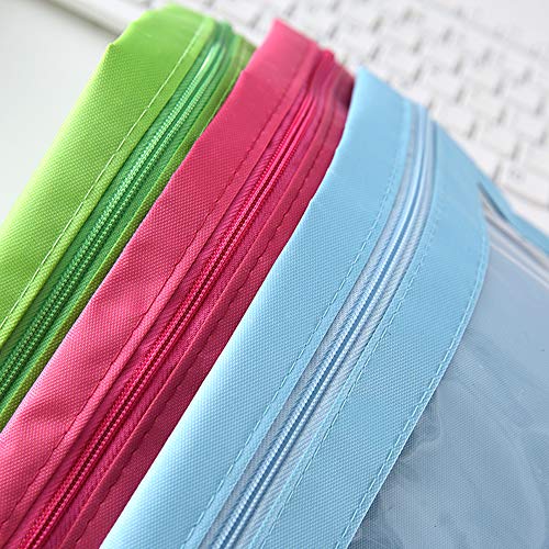 Zippered Pen Pencil Binder Pouch | 3 Rings with Clear Window for School Classroom Organizers 8 Pcs (Green) - color: Green