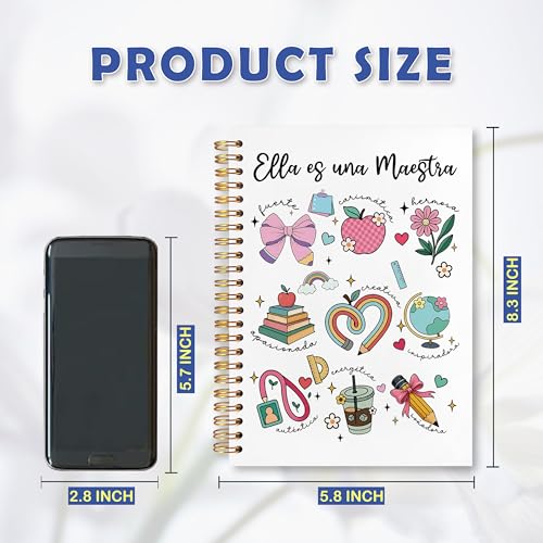 JUDFNCDE Spanish Teacher Appreciation Gifts Spiral Notebook 5.5 x 8.3 for Work Study, Regalos Para Maestras Mujeres, Maestra Gifts Hardcover Notebook Journal for Women - color: Spanish Teacher