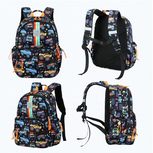 CAMTOP Backpack for Kids, Boys Girls Preschool Backpacks with Lunch Box Toddler Kindergarten School Bookbag Set - color: Rainbow Strip Black